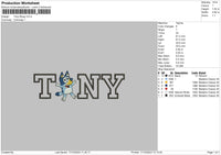 Tony Text Embroidery File 6 sizes