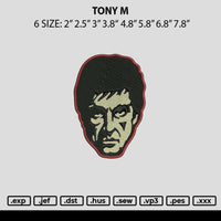 Tony M Embroidery File 6 sizes