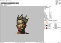 Tupac King Embroidery File 6 sizes