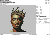 Tupac King Embroidery File 6 sizes