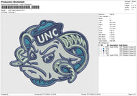 UNC head mascot Embroidery