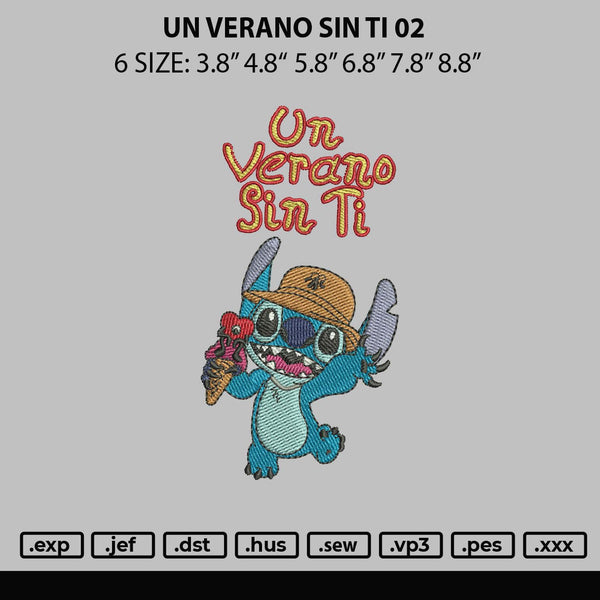 Un Verano Sin Ti 02 Embroidery File 6 sizes