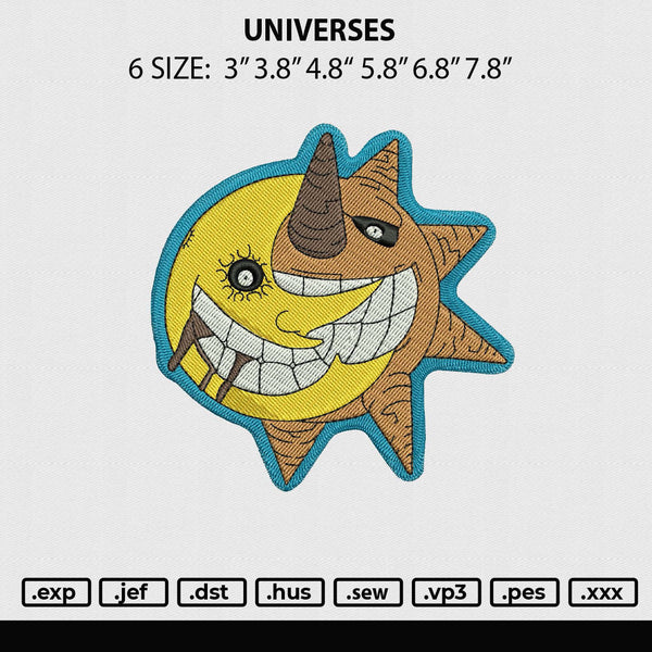 Universes Embroidery File 6 sizes