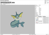 Vaporeon P Embroidery File 6 sizes