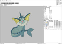 Vaporeon P Embroidery File 6 sizes