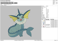 Vaporeon P Embroidery File 6 sizes