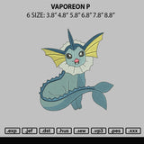 Vaporeon P Embroidery File 6 sizes