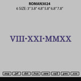 Roman3024 Embroidery File 6 sizes