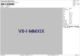 Roman Numerals 1506 Embroidery File 6 sizes