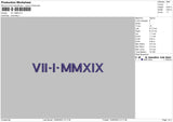 Roman Numerals 1506 Embroidery File 6 sizes