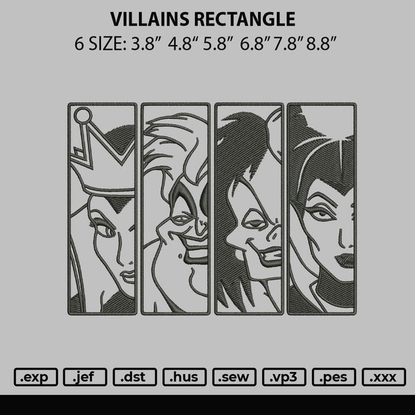 Villains Rectangle Embroidery File 6 sizes