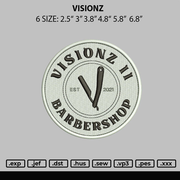 Visionz Embroidery File 6 sizes