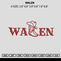 Walen Embroidery File 6 sizes