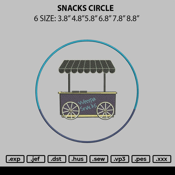 Snack Circle Embroidery File 6 sizes