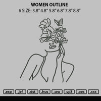 Women outline Embroidery File 6 sizes