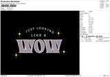 Wow Text Embroidery File 6 sizes