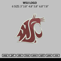 Wsu Logo Embroidery File 6 sizes