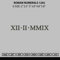 Roman Numerals 1202 Embroidery File 6 sizes