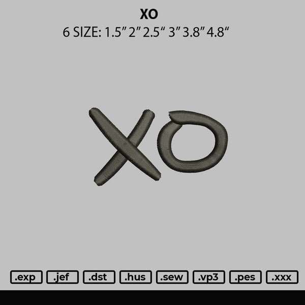 Xo Embroidery File 6 sizes