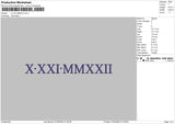 Roman Numerals 004 Embroidery File 6 sizes