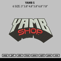 Yamb S Embroidery File 6 sizes