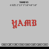 Yamb V3 Embroider File 6 sizes