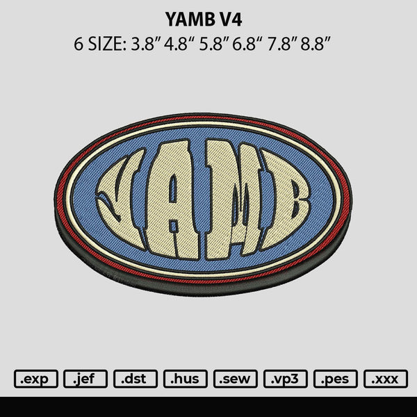 Yamb V4 Embroidery File 6 sizes