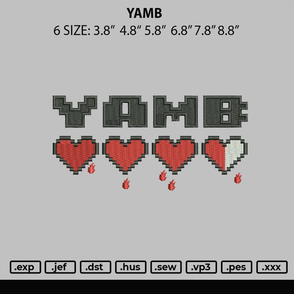 Yamb Embroidery File 6 sizes