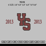 Ys V5 Embroidery File 6 sizes