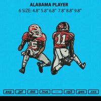 Alabama Player Embroidery File 6 sizes