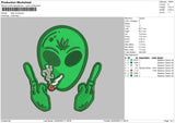 Alien Smoking Embroidery File 6 sizes