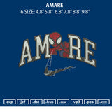 Amare Embroidery File 6 sizes