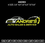 Andres Embroidery File 6 sizes