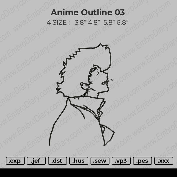 anime outline 03 Embroidery