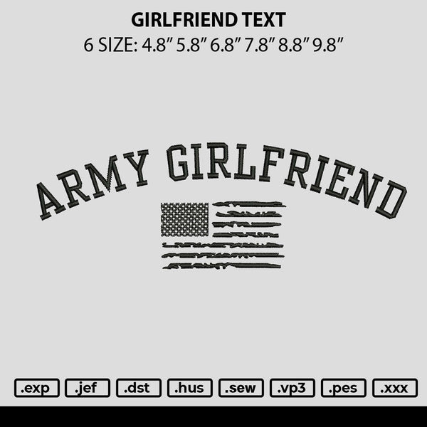 Girlfriend text Embroidery File 6 sizes