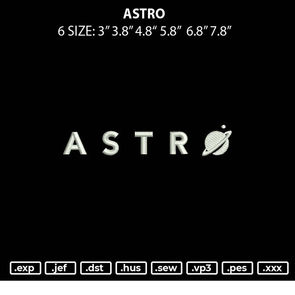 Astro Embroidery File 6 sizes