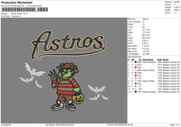 Astros Freddy Embroidery File 6 sizes