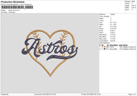 Astros Love Embroidery File 6 sizes