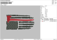 Axe Flag Embroidery File 6 sizes