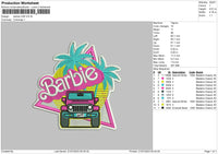 Barbie Car Embroidery File 6 sizes