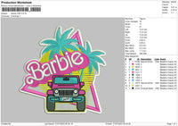 Barbie Car Embroidery File 6 sizes