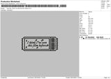Ticket Text Embroidery File 6 sizes