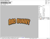 Bad Bunny Text Flames Embroidery