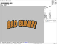 Bad Bunny Text Flames Embroidery