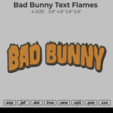 Bad Bunny Text Flames Embroidery