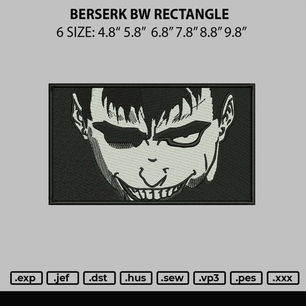 Berserk Bw Rectangle Embroidery File 6 sizes