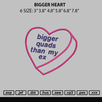 Bigger Heart Embroidery File 6 sizes