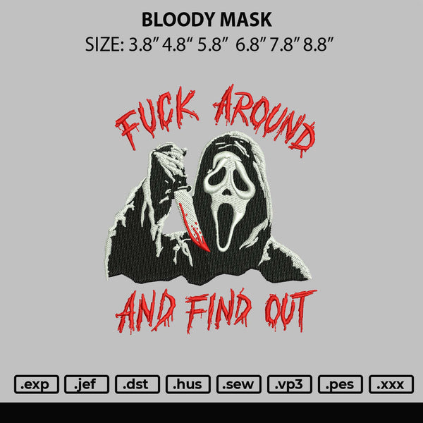 Bloody Mask Embroidery File 6 sizes