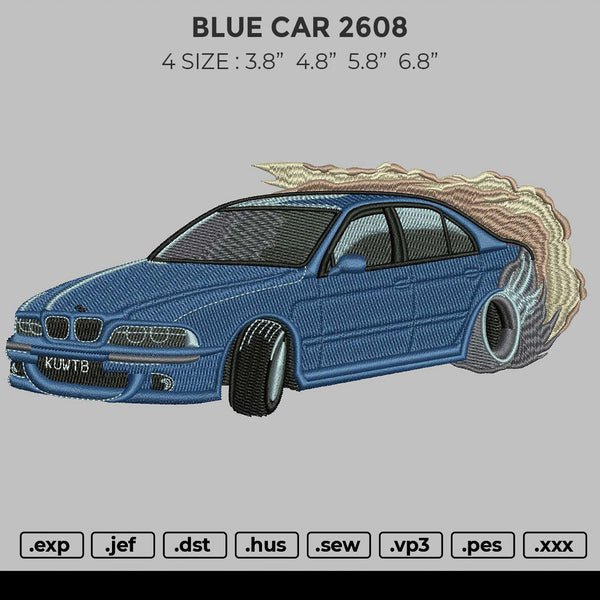 Blue Car 2608 Embroidery