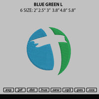 Blue Green L Embroidery File 6 sizes